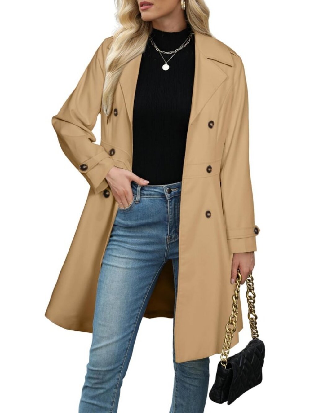 Chic Double-Breasted Long Trench Coat | Stylish Windbreaker for Fall & Winter